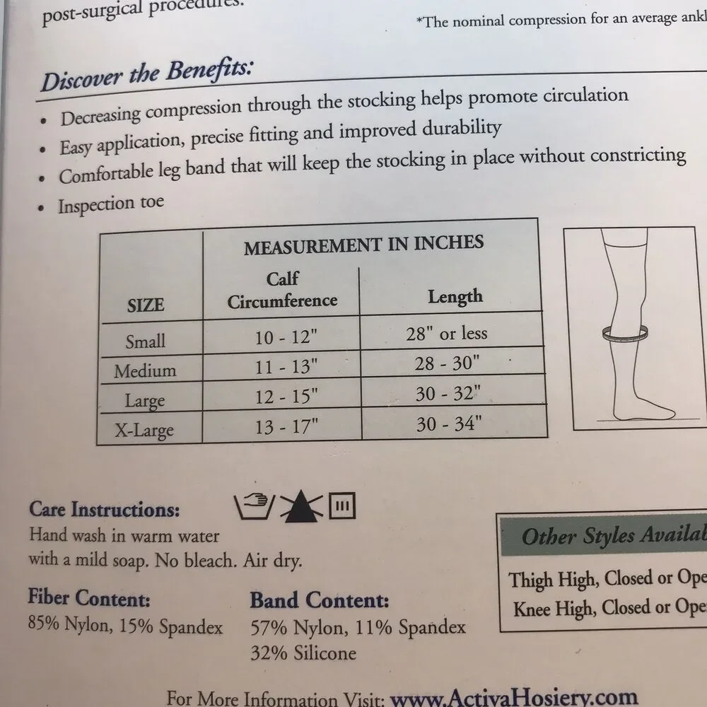 Activa Anti Embolism 18 mmHg Compression Sm. Thigh High Inspection Toe Stockings